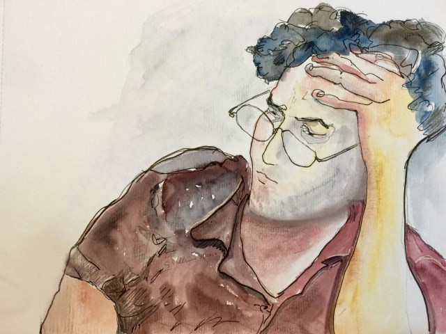 Sketch of a sleepy man by Sarah Sullivan