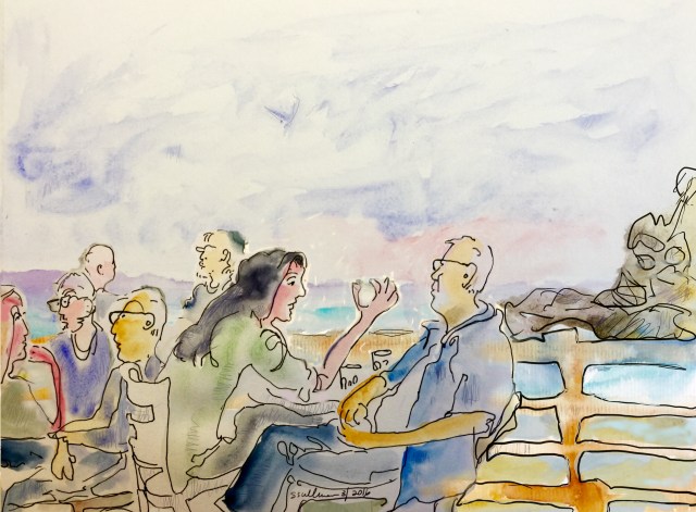 Sketch of People at a cafe in Caesarea