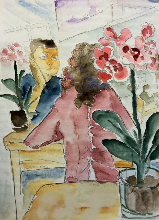 Sketch of a man and woman