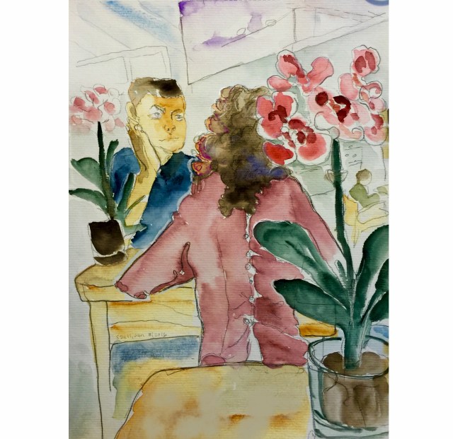 Sketch of a couple listening to each other