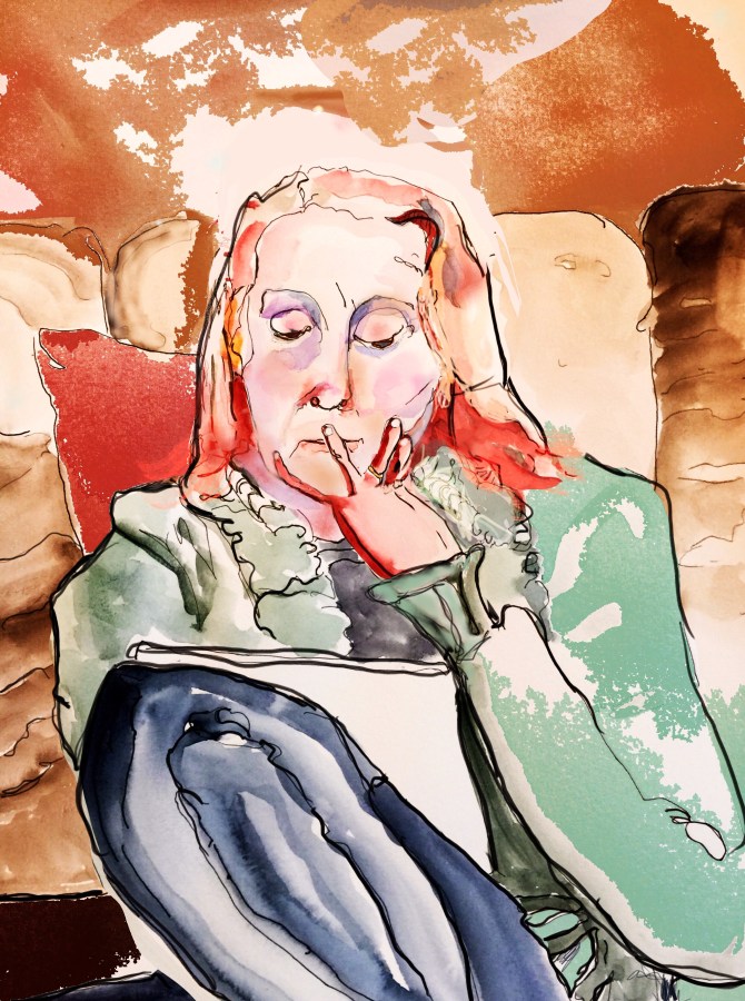 A Tired Woman Reads