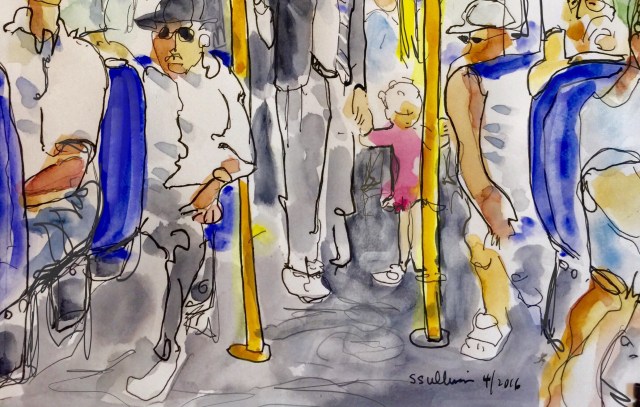 Small Girl i Pink Rides the Bus