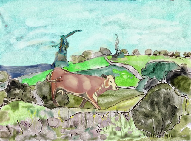 Cow near a Statue Park