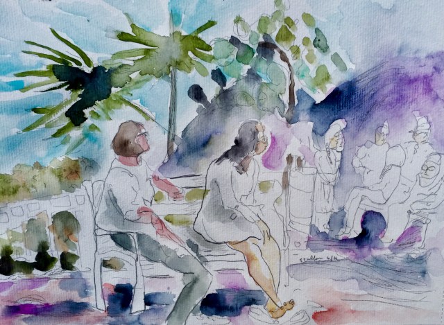 People Watching along the Place d'Armes, Porquerolles