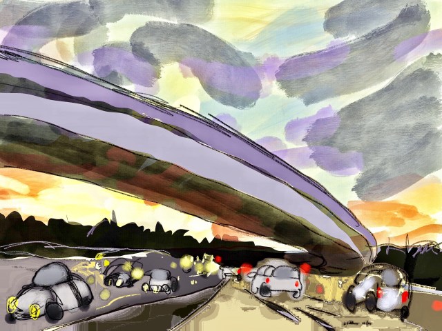 Sunset along the San Diego Freeway