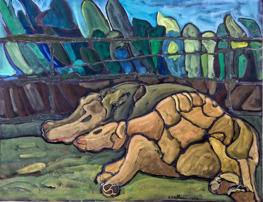 Two Snuggling Rhinos