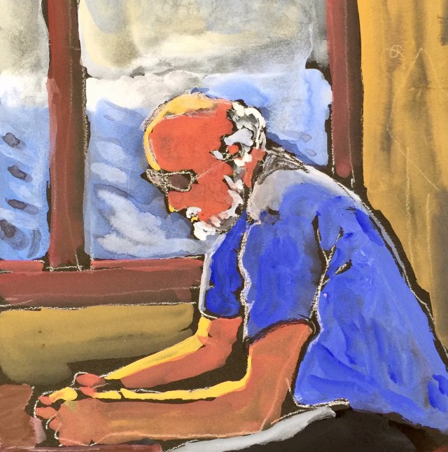 Sketch of a Man Enjoying the Seaside Glow by Sarah Sullivan