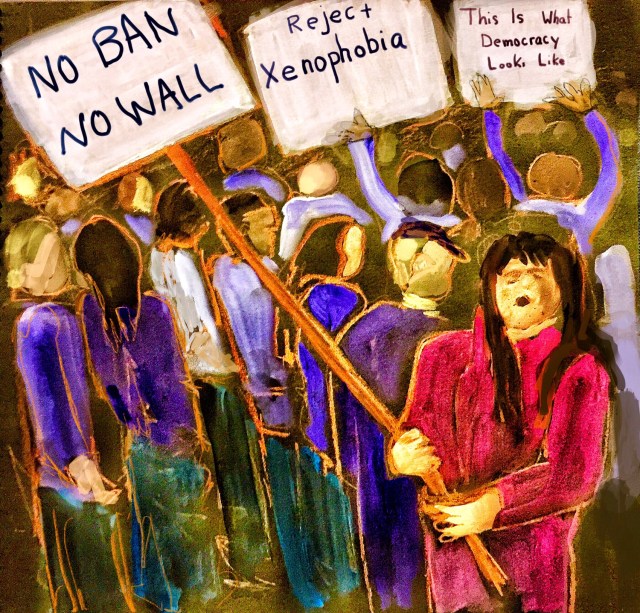 At the San Diego March for Immigrants