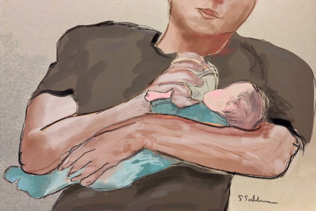 Father and Son Night Feeding by Sarah Sullivan