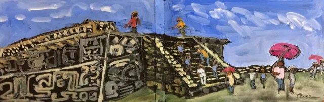 At the Xochicalco Pyramids by Sarah Sullivan