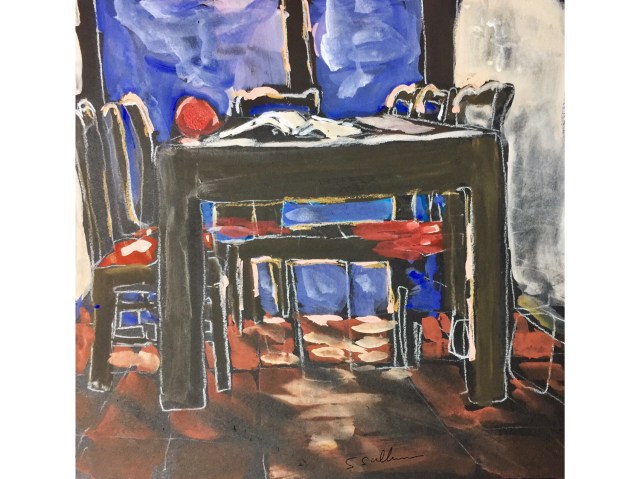 Sketch of a table in the afternoon light by Sarah Sullivan