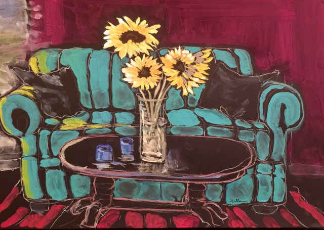 Sketch of some Sunflowers and a Couch by Sarah Sullivan