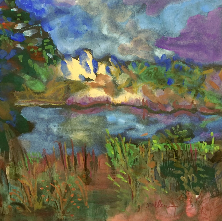 Sketch of the San Diego River in Mission Valley, San Diego CA by Sarah Sullivan