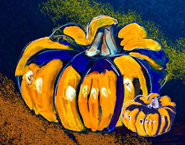 Gouache and Procreate Sketch of a pumpkin by Sarah Sullivan
