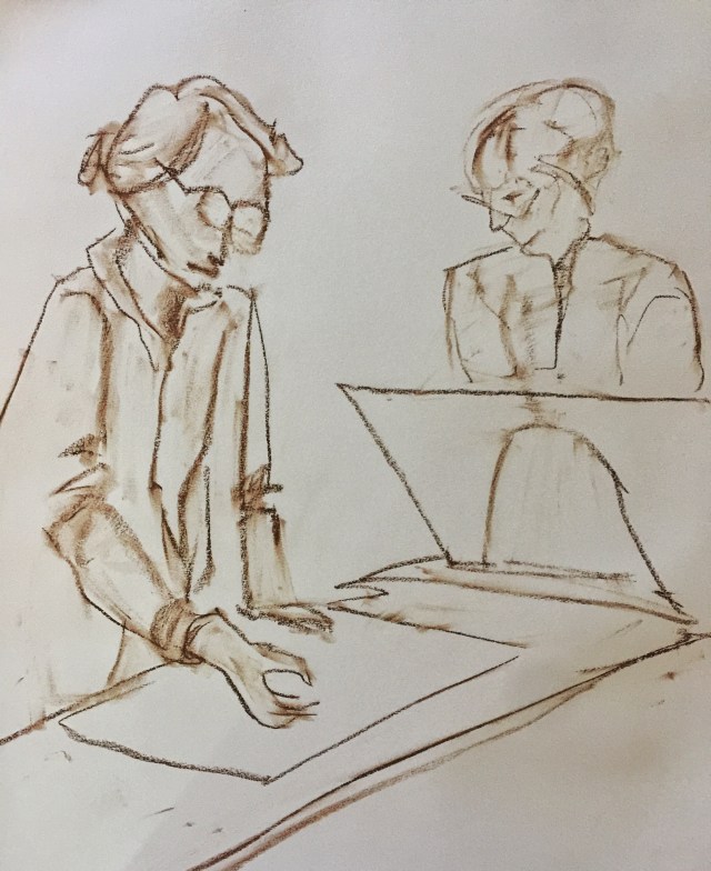 Sketch of two women by Sarah Sullivan