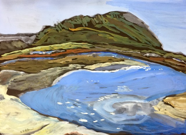 Sketch by Sarah Sullivan of the tide going out at Los Peñasquitos Lagoon