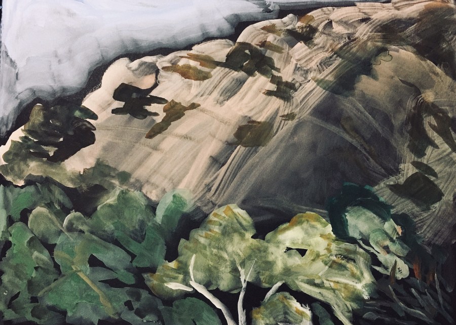Sketch of Kwaay Paay Peak above the Sycamores by Sarah Sullivan