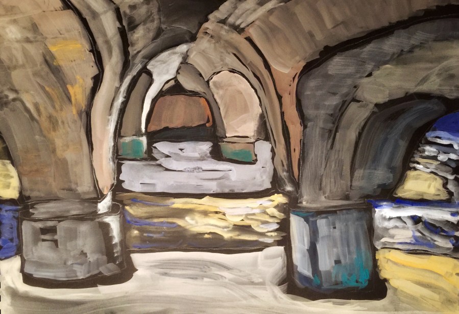 Sketch of Pilings Under a Bridge by Sarah Sullivan