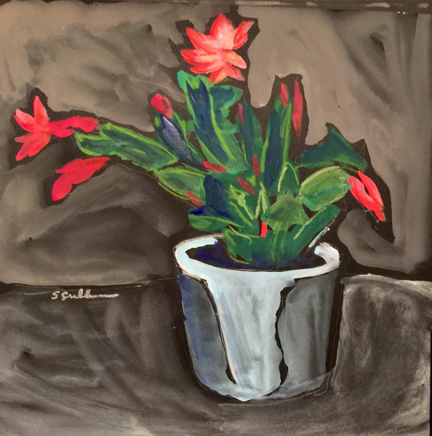 Sketch of a Christmas Cactus by Sarah Sullivan