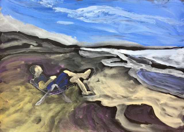 Sketch of a man Admiring Pacific Beach by Sarah Sullivan