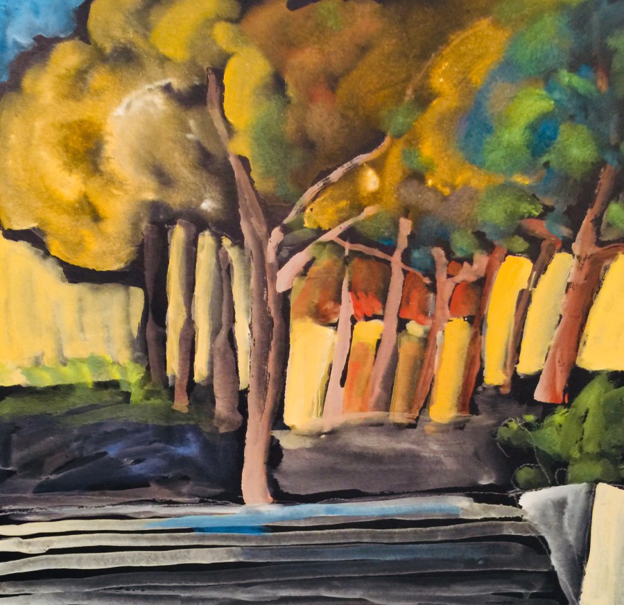 Sketch of Trees on a Plaza by Sarah Sullivan