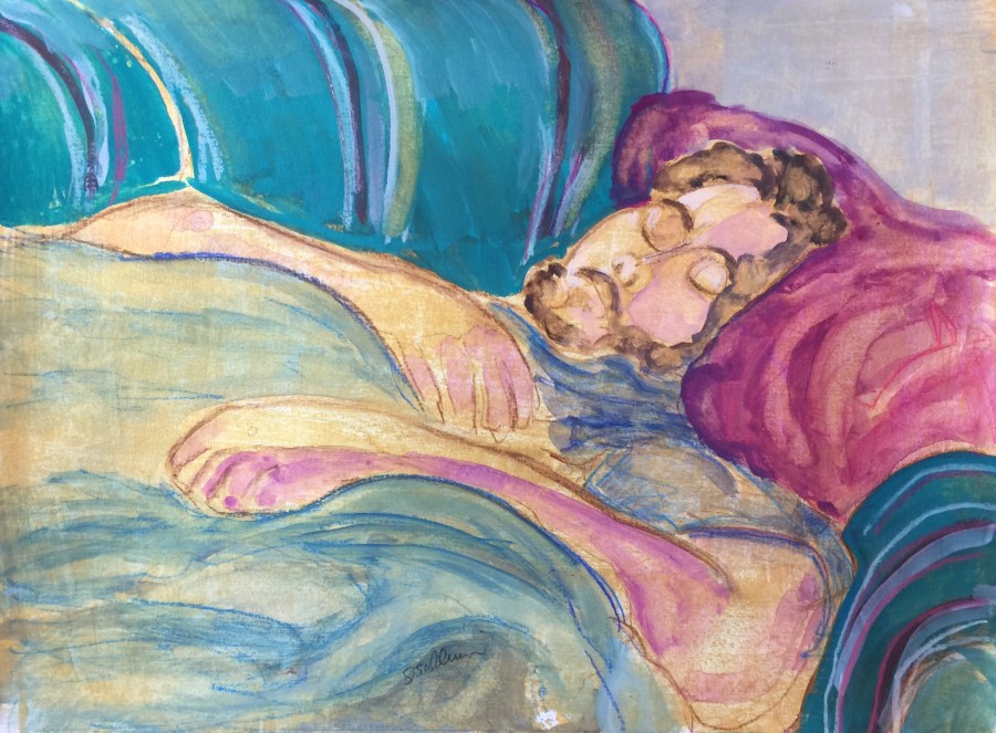 Sketch of a man napping by Sarah Sullivan