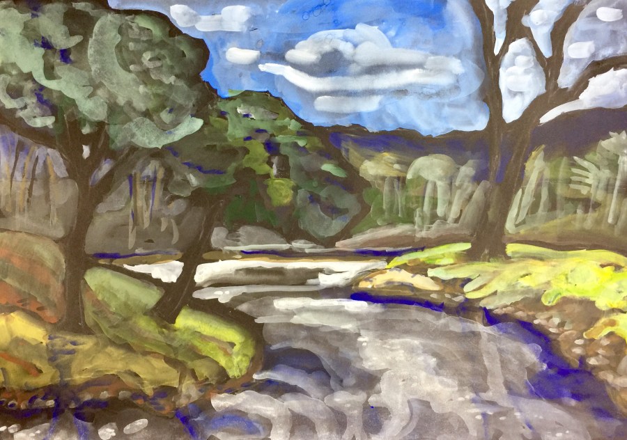 Sketch by Sarah Sullivan of Santee Lakes