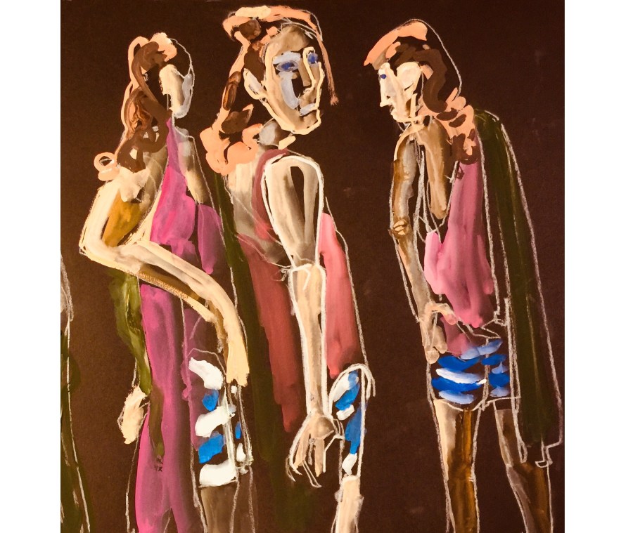 Sketch by Sarah Sullivan of a Figure from Three Different Angles