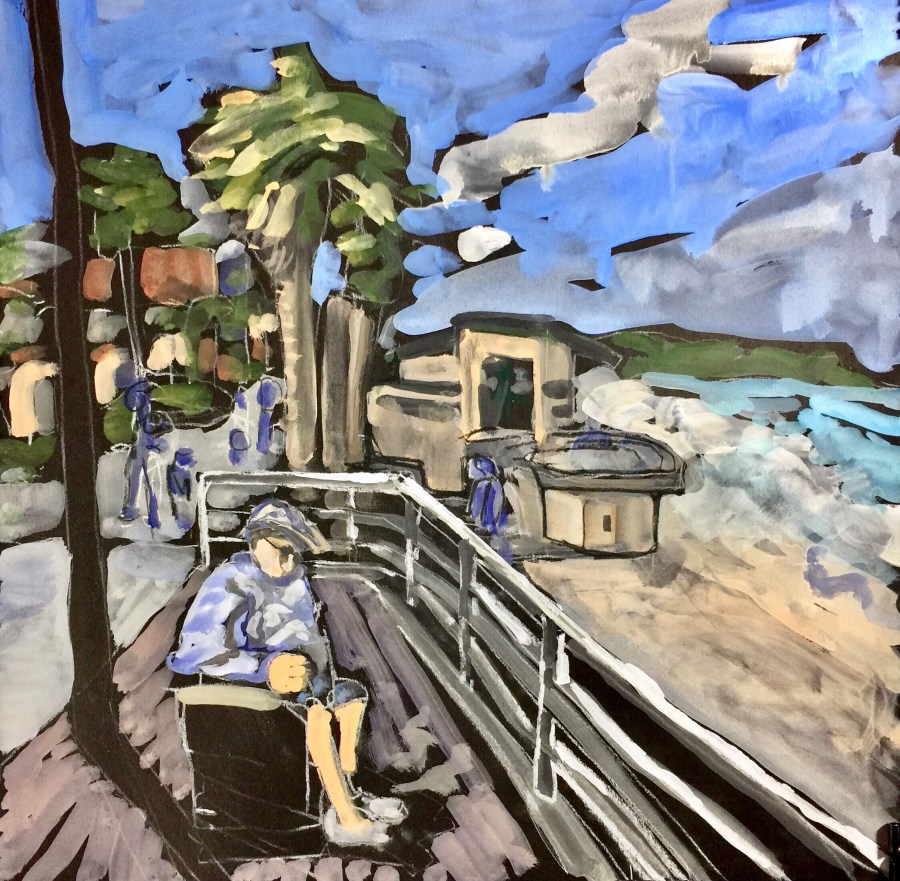 Sketch by Sarah Sullivan of the Morning Sun at Pacific Beach