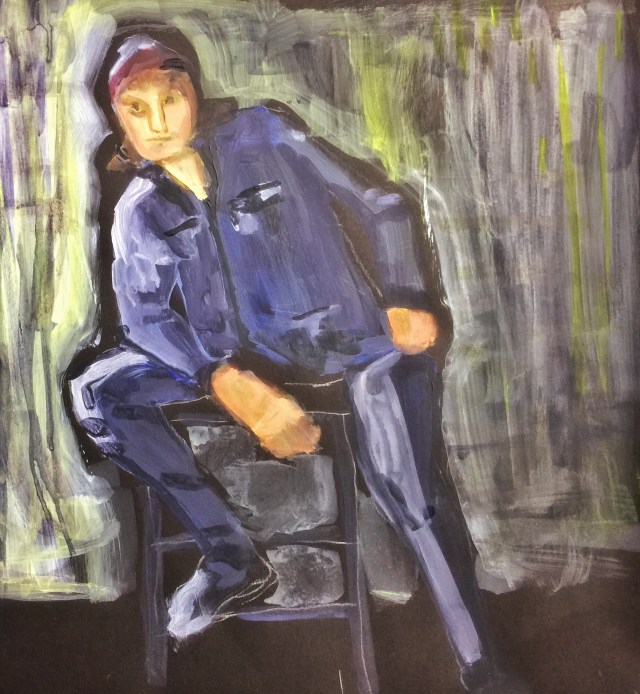 Sketch by Sarah Sullivan of an Acrylic and Gouache Figure