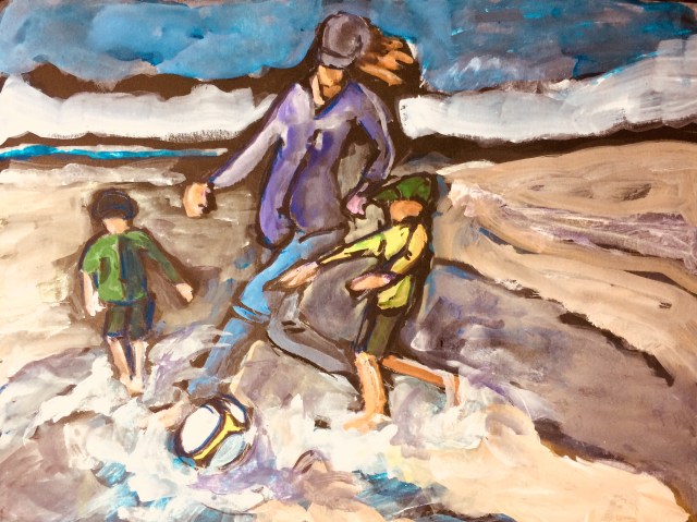 Sketch by Sarah Sullivan of a Beach Soccer Game