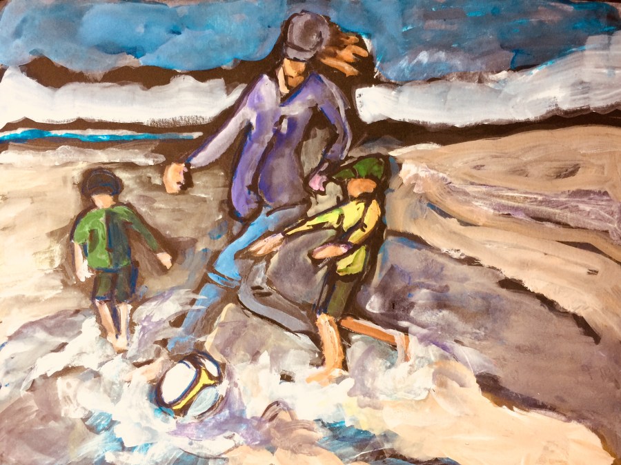 Sketch by Sarah Sullivan of a Beach Soccer Game