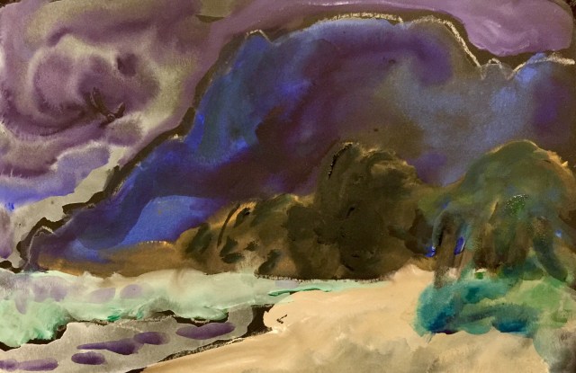 Sketch by Sarah Sullivan of a First Look at Waimanalo Beach