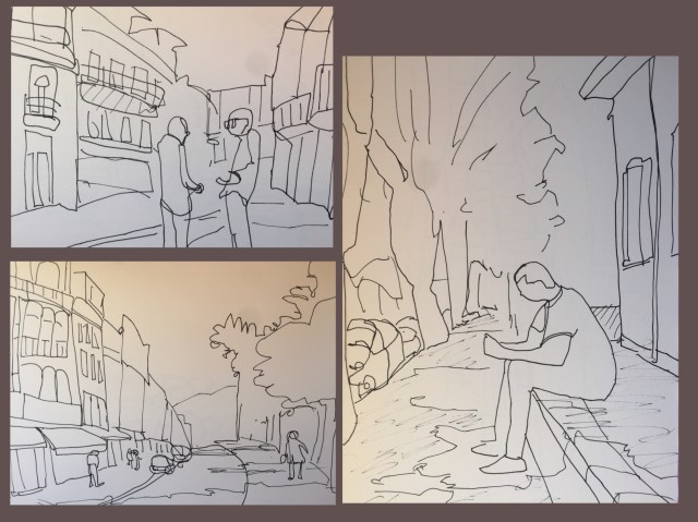 Ink sketches by Sarah Sullivan of Guimarães Portugal