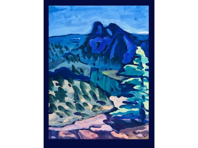 Sketch by Sarah Sullivan of a Rocky Mountain National Park Overlook