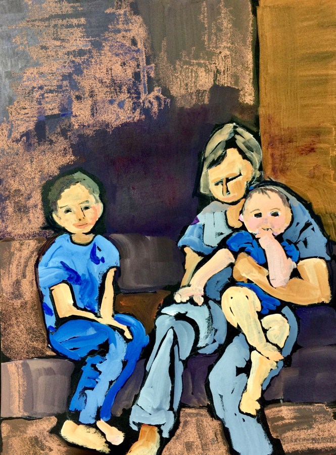 Sketch by Sarah Sullivan of a small family