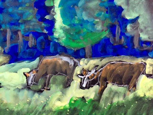 Sketch by Sarah Sullivan of Bavarian Cows