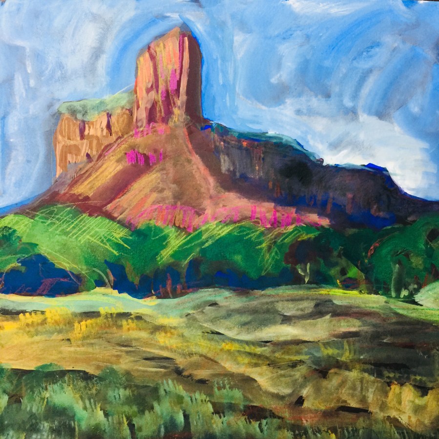 Sketch by Sarah Sullivan of the morning light on the mesa