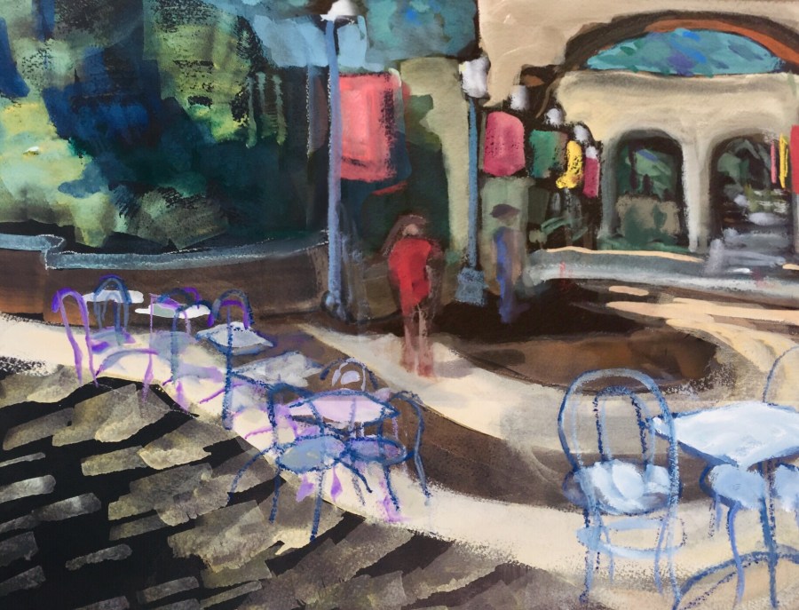 Sketch by Sarah Sullivan of a Courtyard at Balboa Park