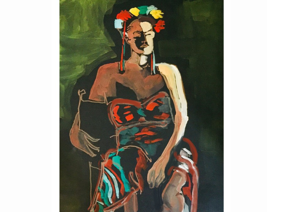 Sketch by Sarah Sullivan of a woman dresses as Frida Kahlo