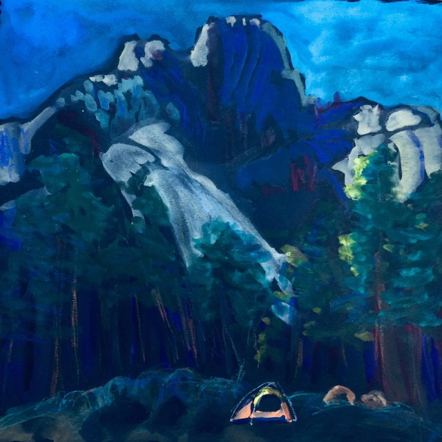 Early morning sketch by Sarah Sullivan of the Yosemite Campground