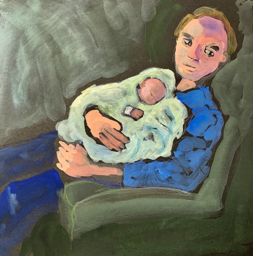 Sketch of a new father by Sarah Sullivan