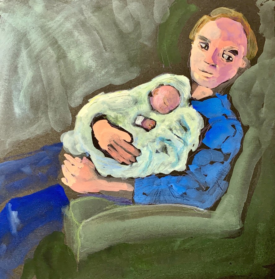 Sketch by Sarah Sullivan of a new father